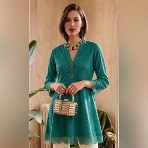 Agha Noor Emerald Green Embroidered Kurta | NWT | Size S